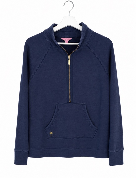 Lilly Pulitzer Tops - Lilly Pulitzer Skipper Popover Navy Half-Zip S Preppy cotton Coastal Golf Fall